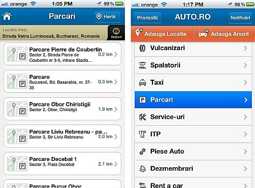 Harta parcarilor - smartphone